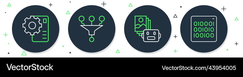 Set line funnel or filter artificial intelligence Set line funnel or filter artificial intelligence vector image