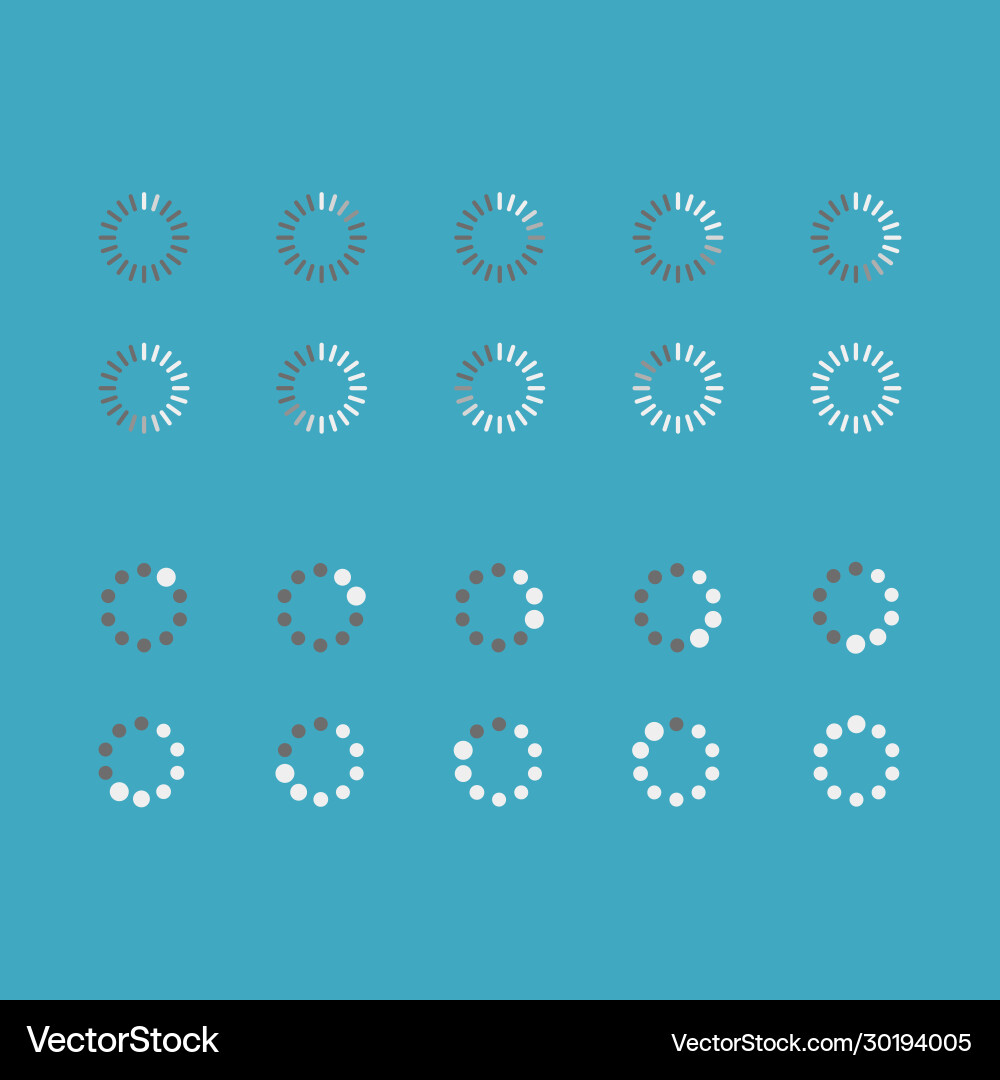 Set loading icons in linear and round style Set loading icons in linear and round style vector image