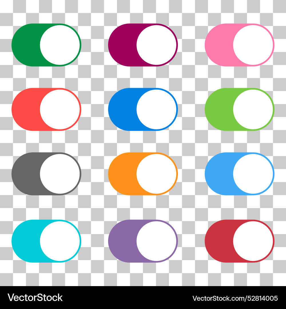 Set of web switch toogle button flat control icon Set of web switch toogle button flat control icon vector image
