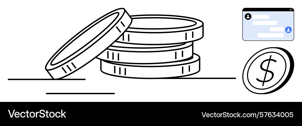Stack of coins and digital wallet interface Vector Image