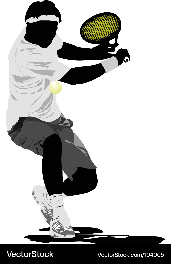 Tennis Player in Action Vector Image