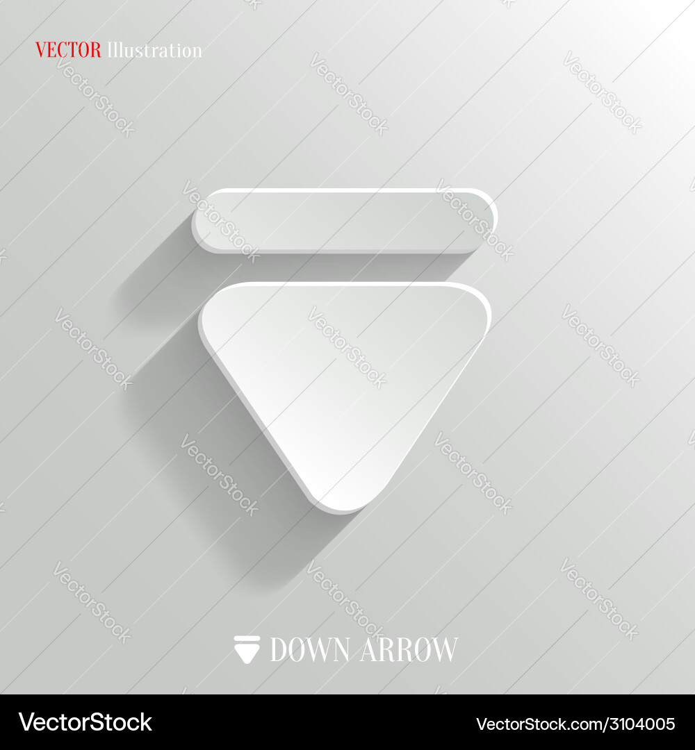 White Down Arrow Button Icon Vector Image
