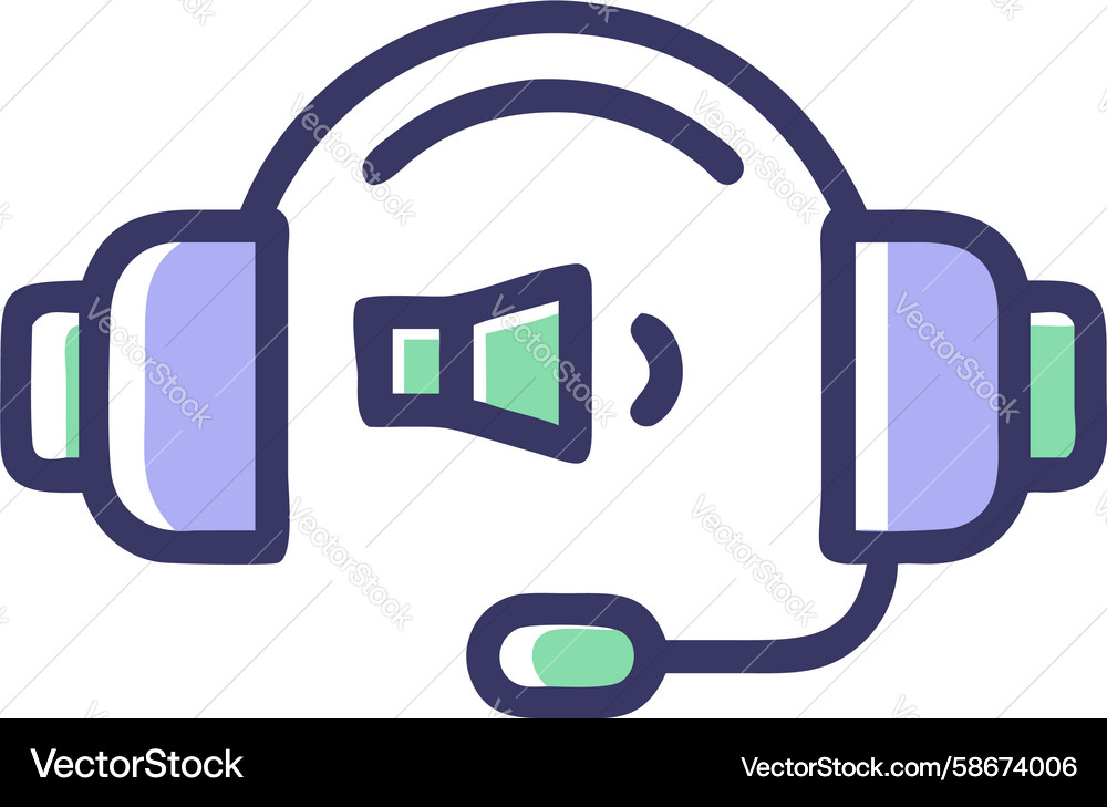 Call center headset with megaphone output icon Vector Image