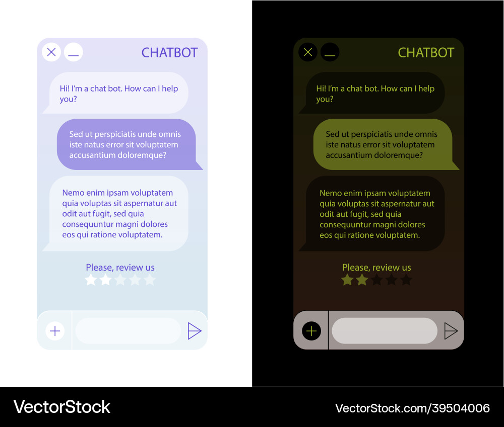 Chat bot window set Chat bot window set vector image