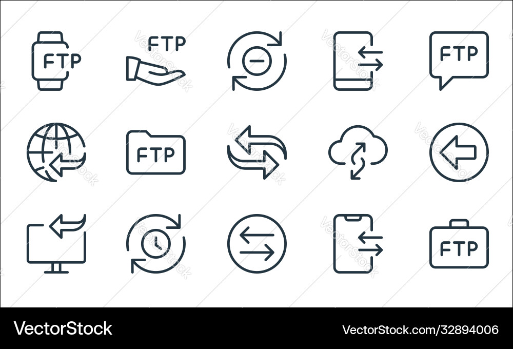 Data transfer line icons linear set quality Data transfer line icons linear set quality vector image