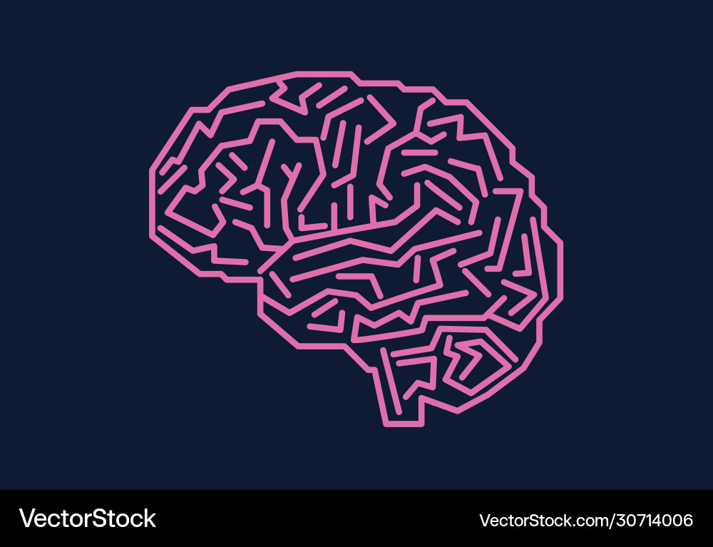 Digital human brain with computer circuit board vector image