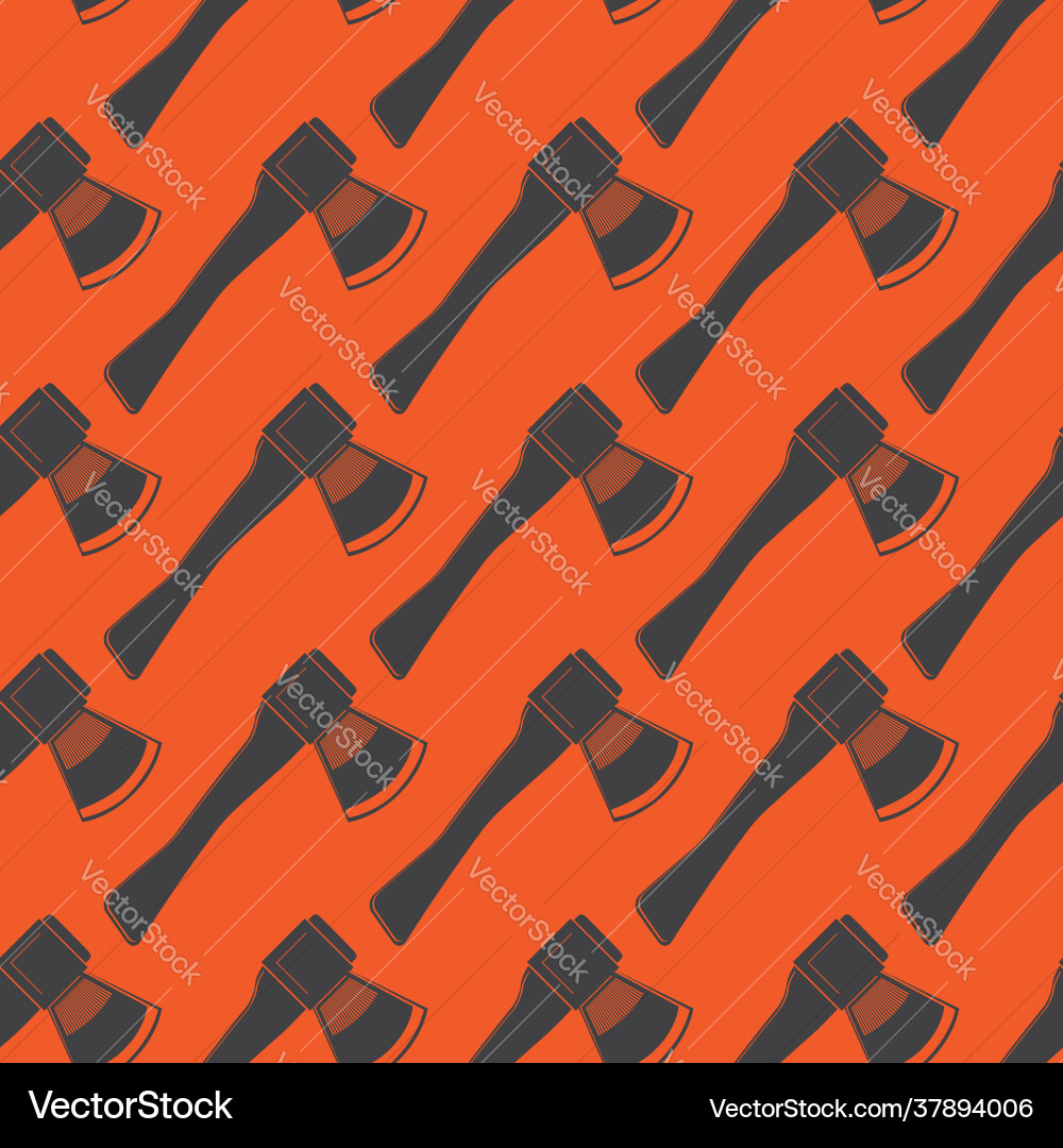 Firefighter axe seamless pattern isolated on red Vector Image