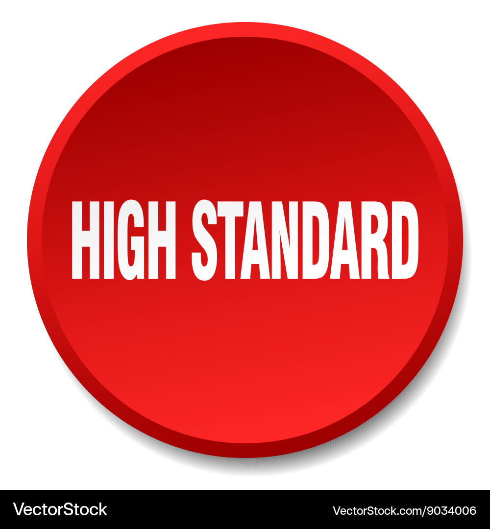 High standard red round flat isolated push button vector image
