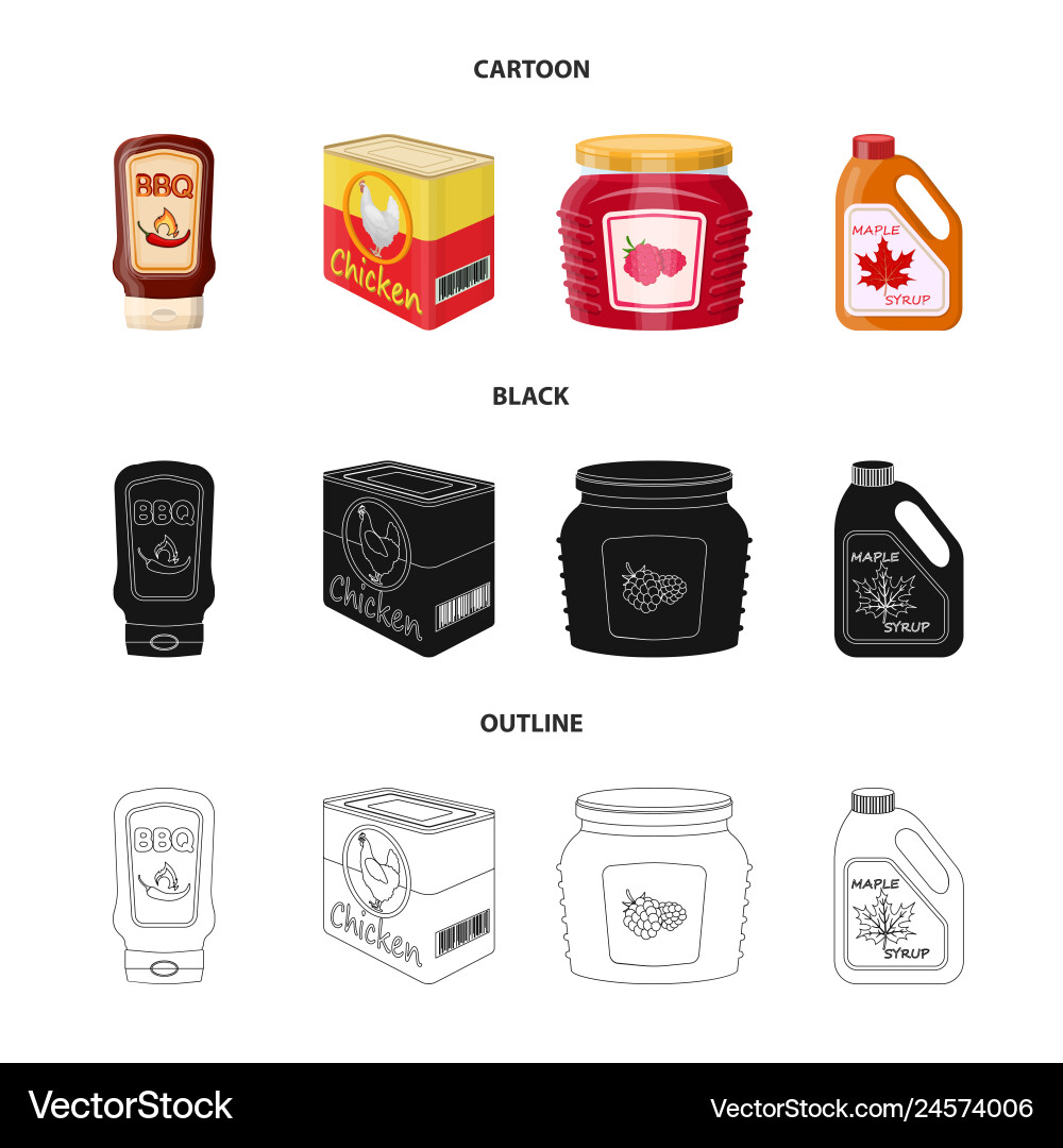 Isolated object of can and food icon collection Isolated object of can and food icon collection vector image