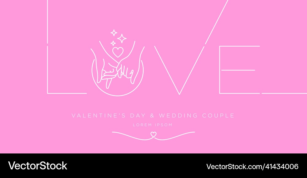 Love lettering design with couple hand line art Love lettering design with couple hand line art vector image