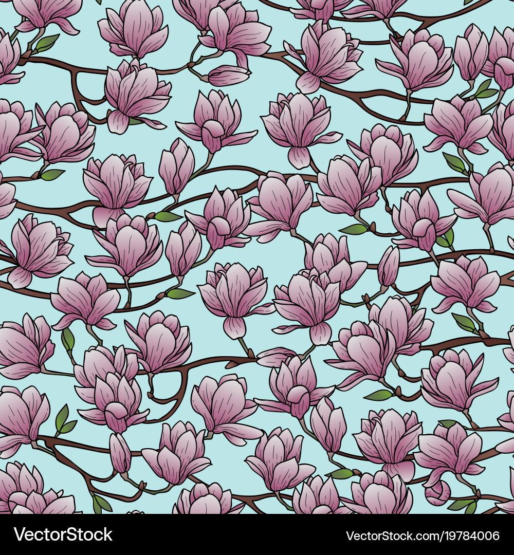Magnolia spring seamless pattern Vector Image