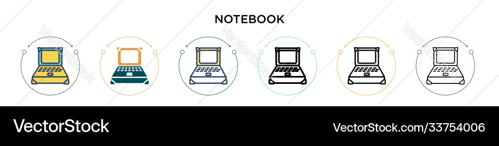Notebook icon in filled thin line outline vector image