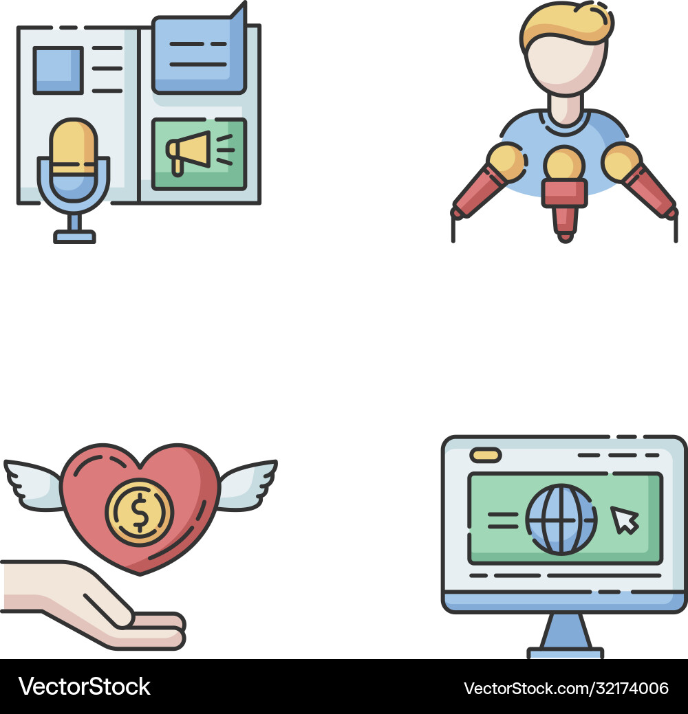 Public relation rgb color icons set Public relation rgb color icons set vector image
