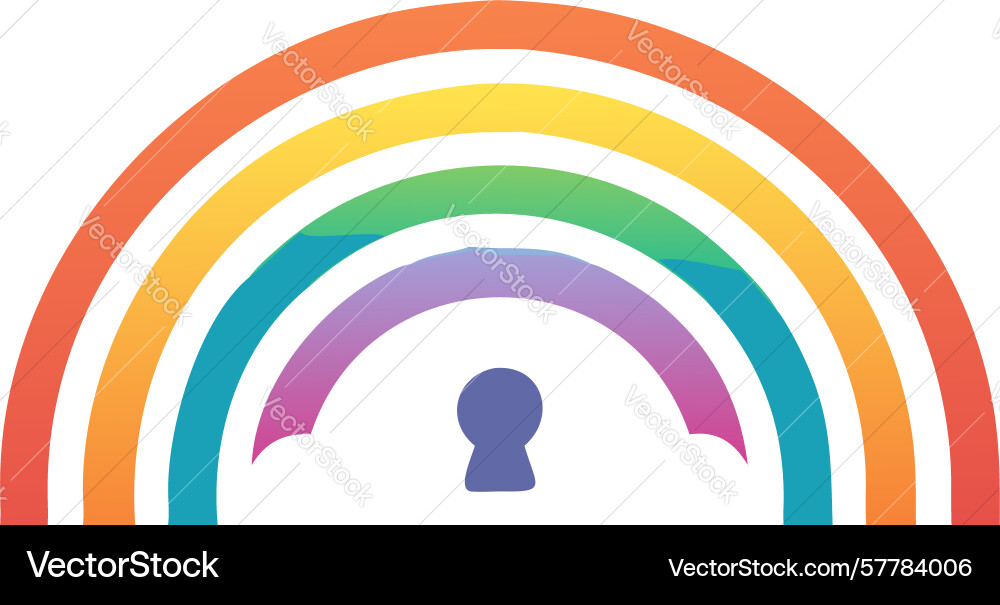 Rainbow with abstract lock symbol for security vector image