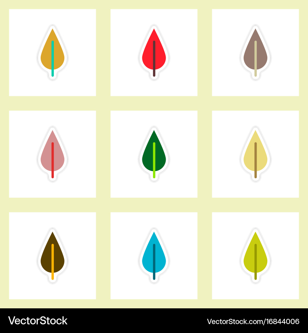 Set of labels with shadow leafs icon design Vector Image