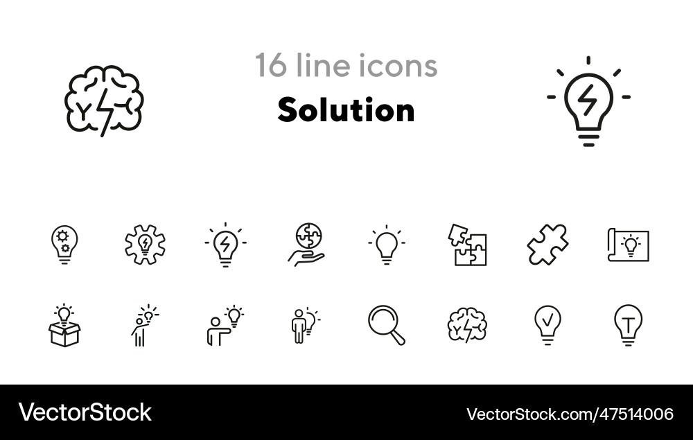 Solution line icon set Solution line icon set vector image