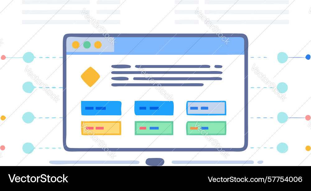 Website interface with browser window design vector image