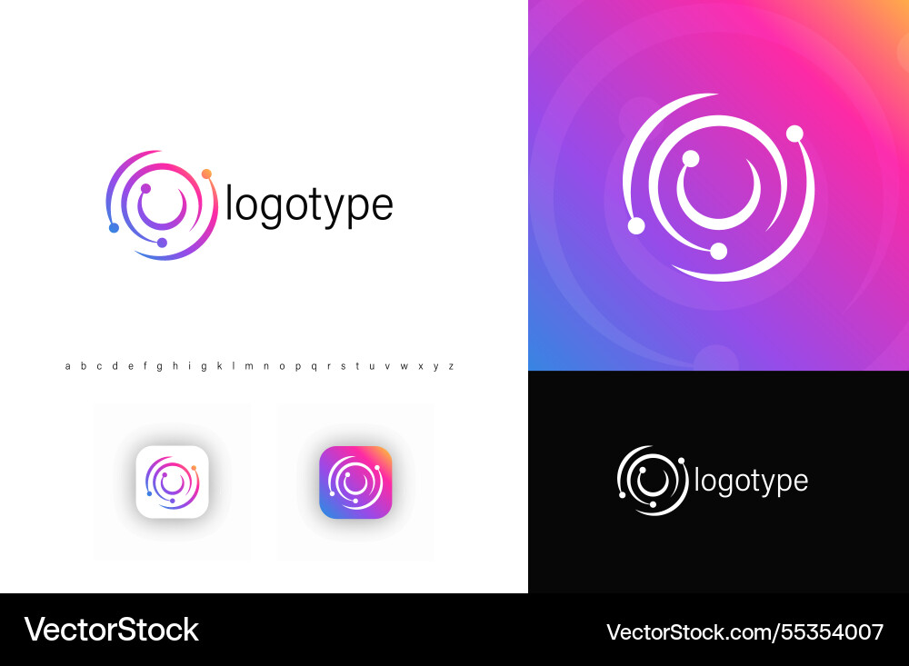 Abstract circular logo with orbiting elements Abstract circular logo with orbiting elements vector image