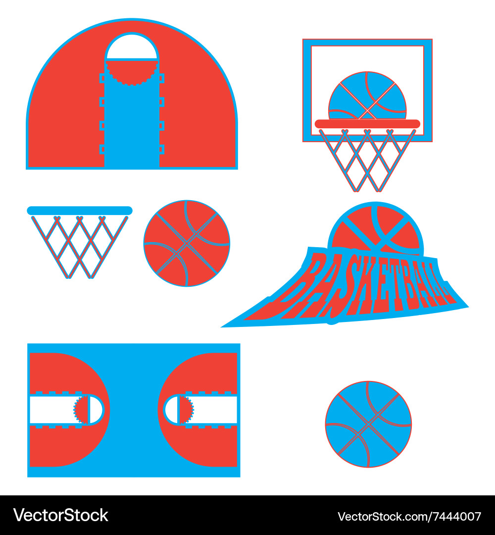 Basketball game objects icons vector image