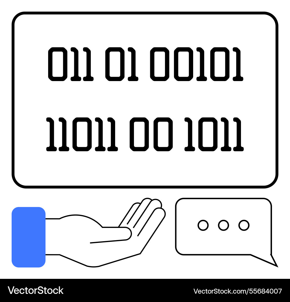 Binäre Code-Anzeige mit einer Hand die betont Binäre Code-Anzeige mit einer Hand die betont vektorbild