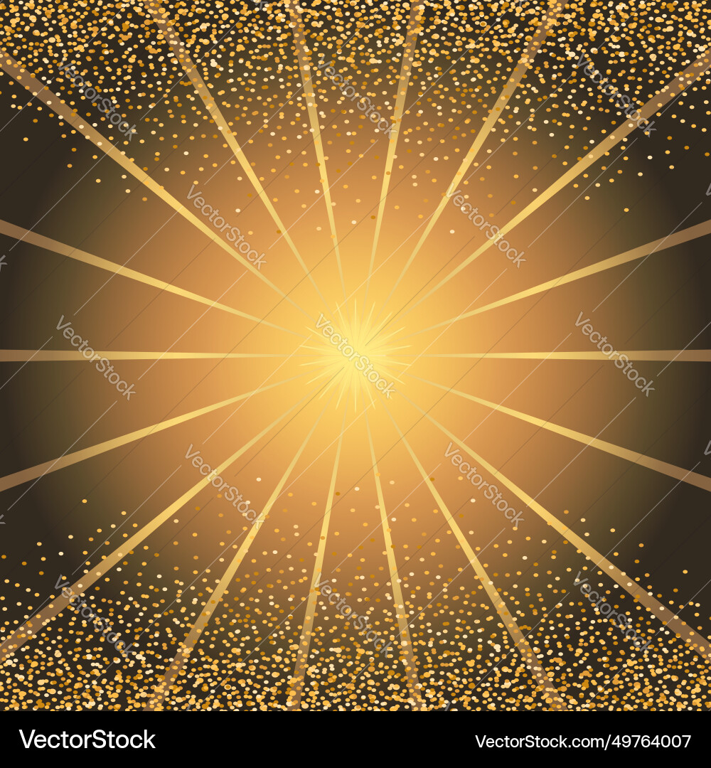 Black and golden gradient background with rays Vector Image