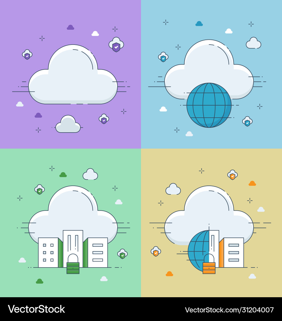 Cloud computing types Vector Image