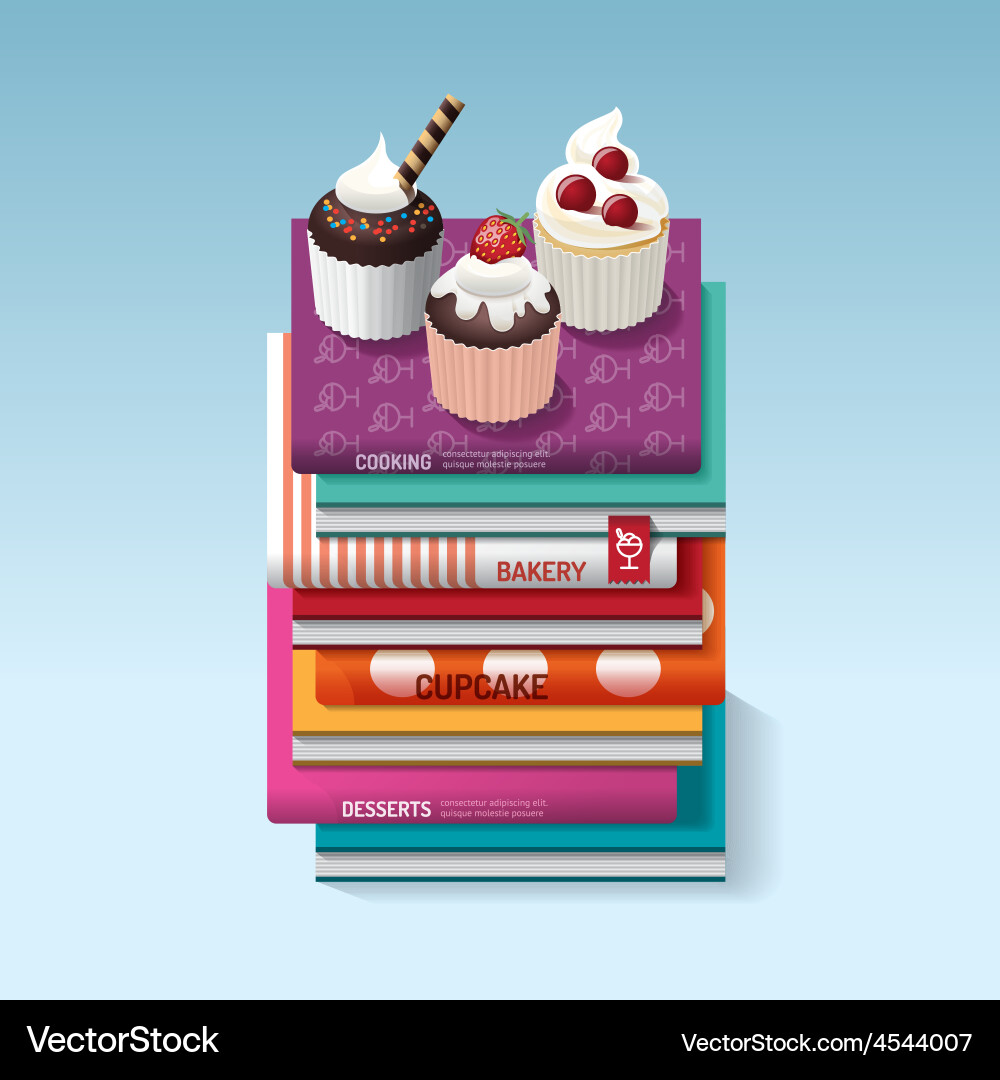 Cupcake and Cookbook Concept Vector Image