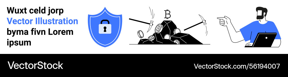 Data security cryptocurrency mining and digital Data security cryptocurrency mining and digital vector image