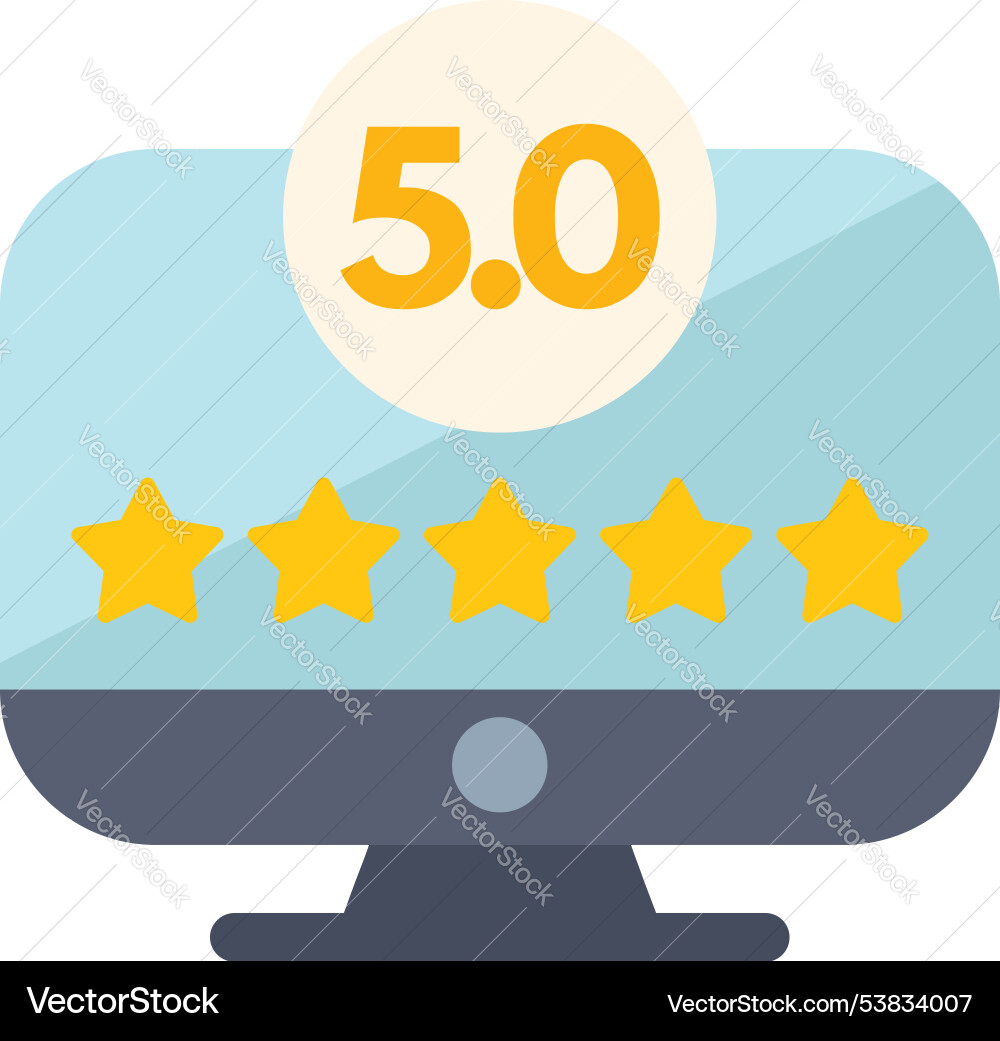 Desktop computer showing five star rating Desktop computer showing five star rating vector image