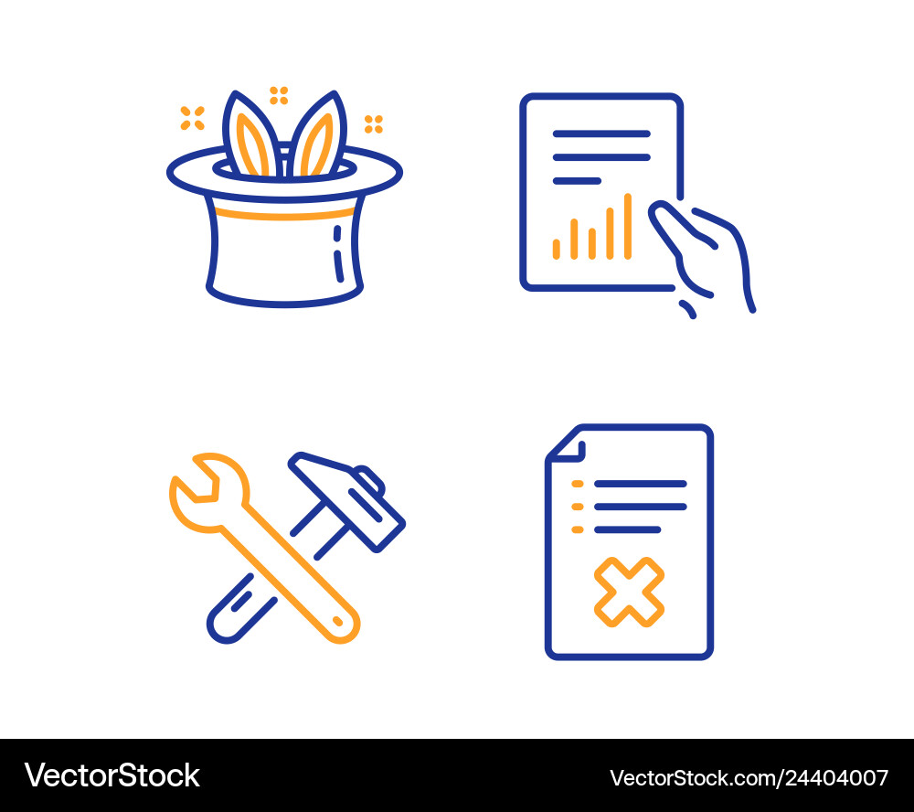 Document hat-trick and spanner tool icons set Document hat-trick and spanner tool icons set vector image