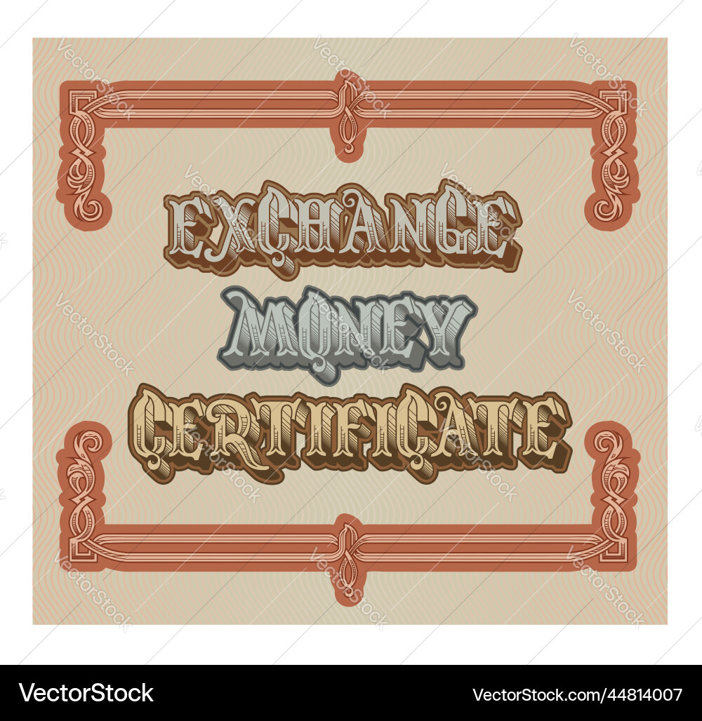 Financial lettering frames and ornaments Vector Image