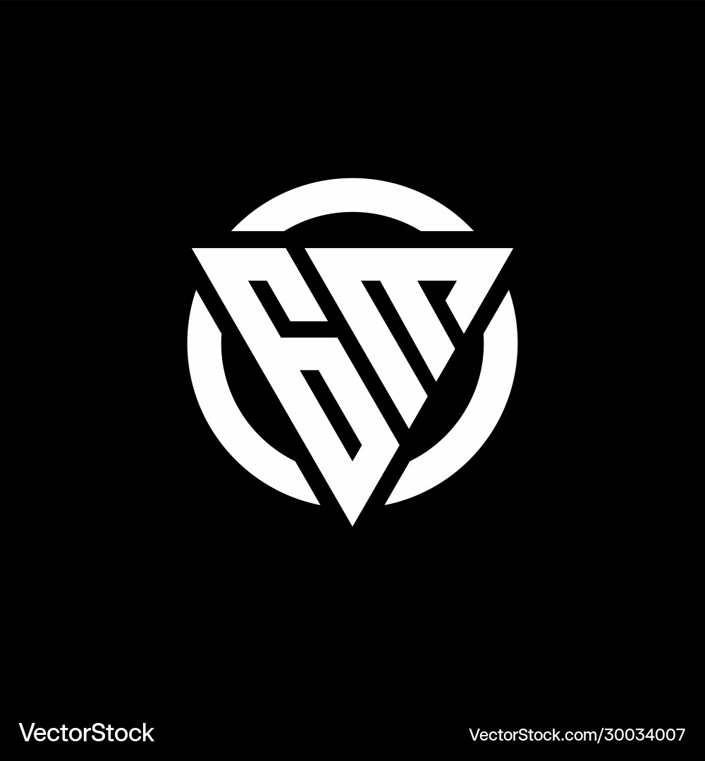 Gm logo with triangle shape and circle rounded Vector Image