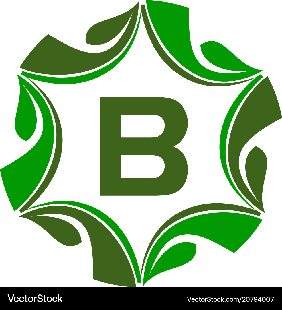 Green project solution center initial b Green project solution center initial b vector image