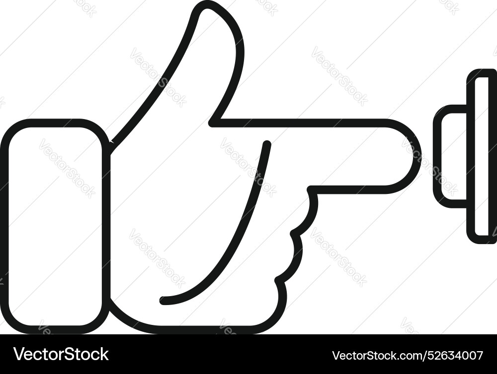 Hand pressing button with index finger outline Hand pressing button with index finger outline vector image