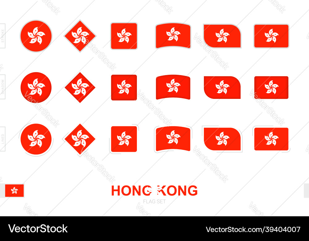 Hong kong flag set simple flags Vector Image