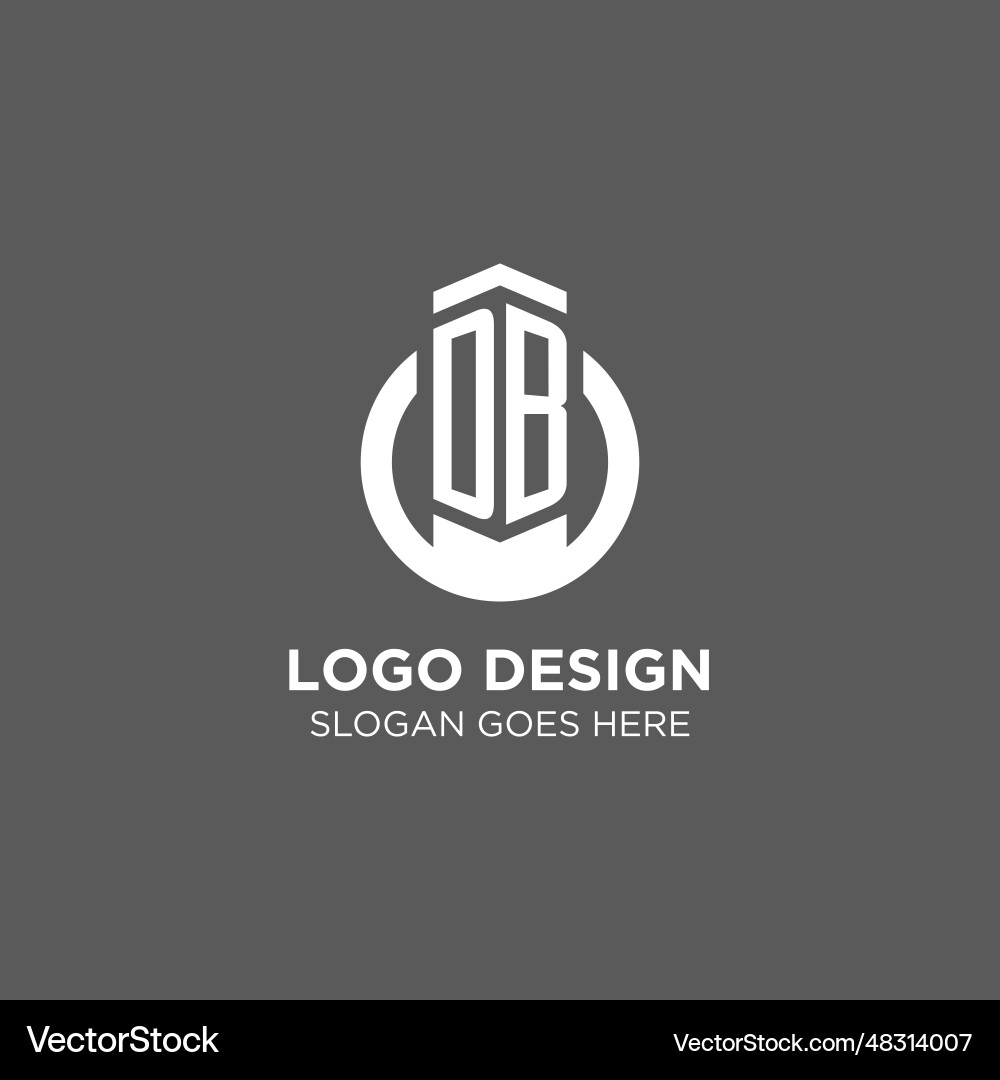 Initial db circle round line logo abstract vector image