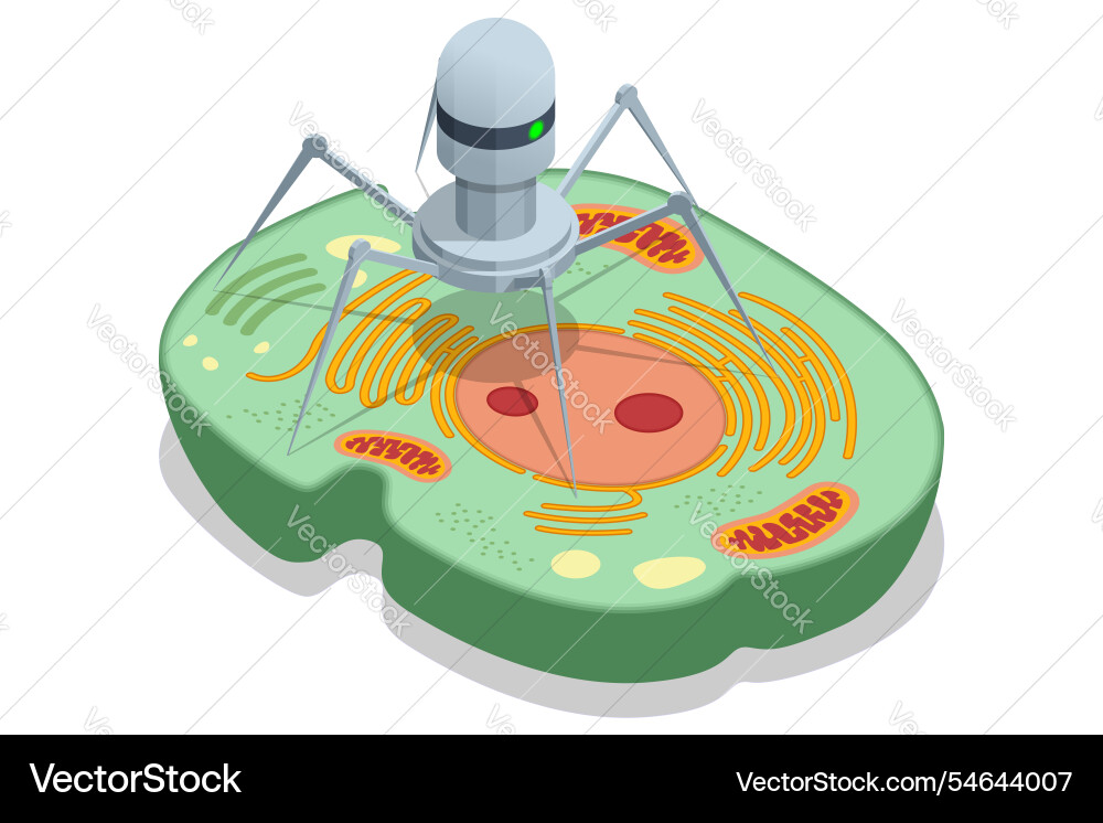 Isometric nanorobot is designed to interact Isometric nanorobot is designed to interact vector image