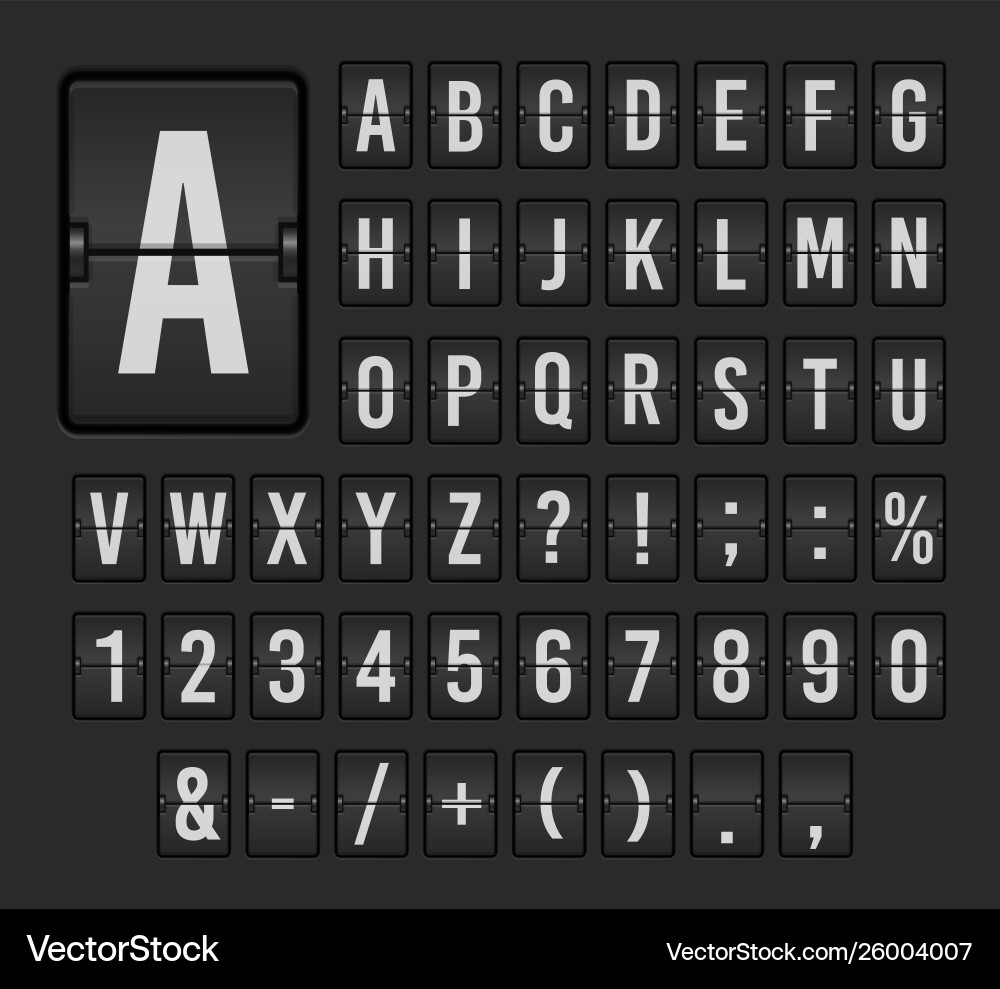 Mechanical Display Font Set vector image