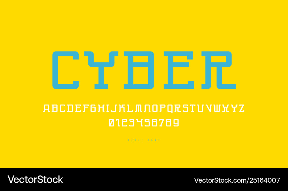 Monospaced serif font in cyber style vector image