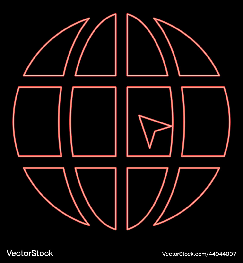 Neon world with arrow click concept website Neon world with arrow click concept website vector image