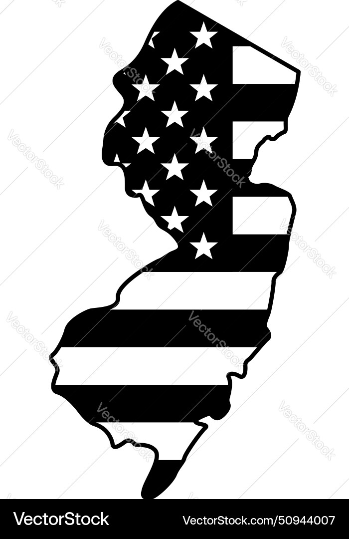 New jersey nj state shape with usa flag Vector Image