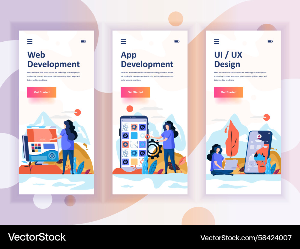 Onboarding Screen Kit - UI Templates Vector Image