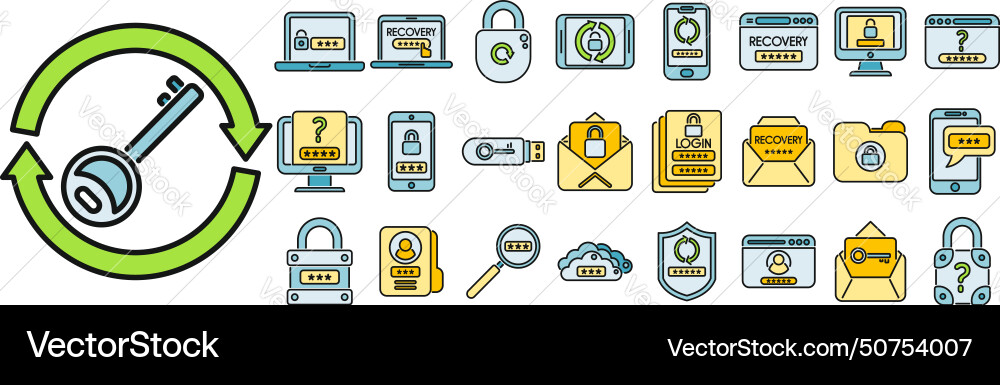 Password recovery icon outline computer Password recovery icon outline computer vector image