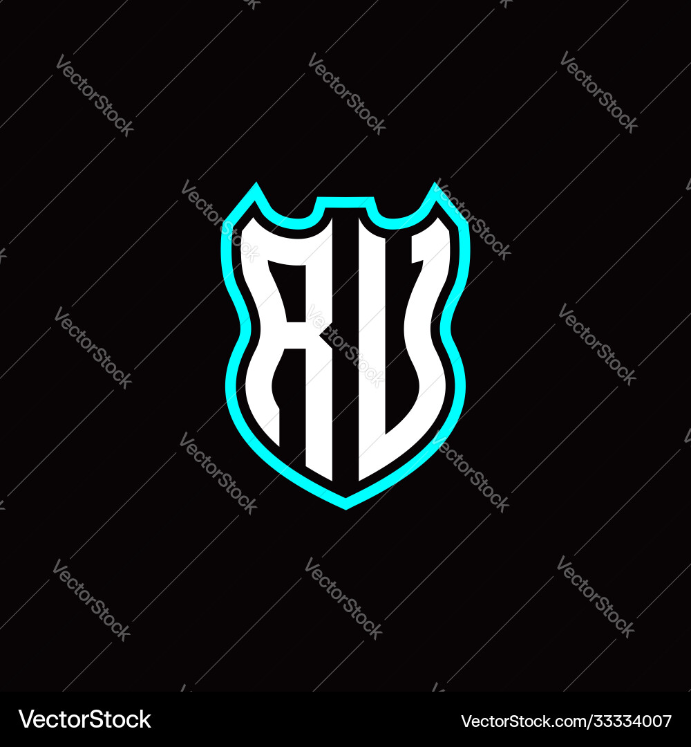 R u initial logo design with shield shape R u initial logo design with shield shape vector image