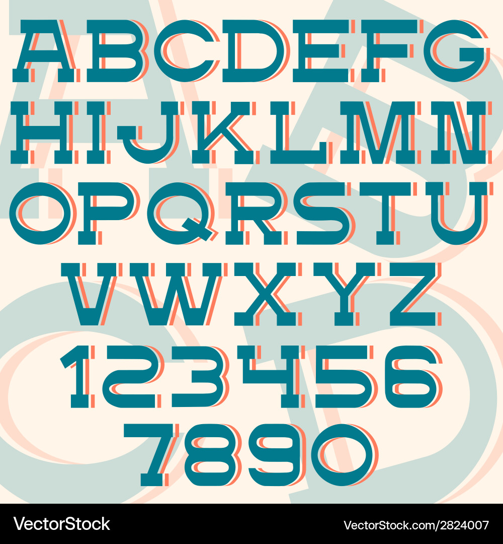 Retro Number & Font Collection vector image