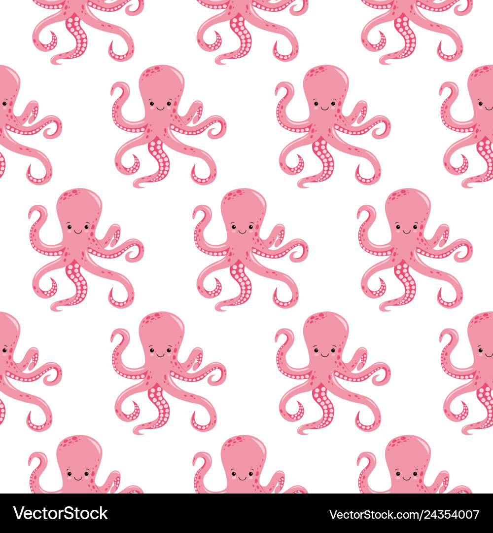 Seamless pattern with color octopuses cute Seamless pattern with color octopuses cute Vector Image