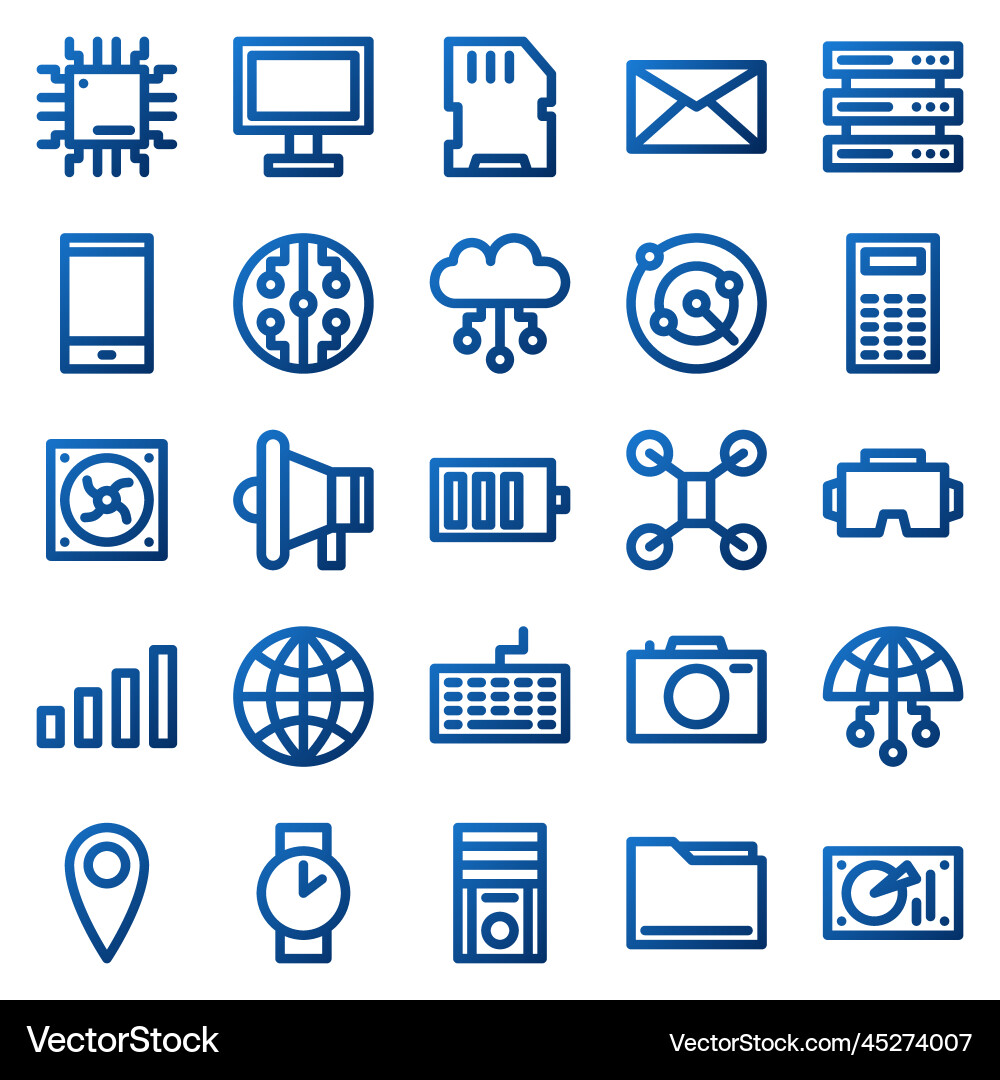 Set of 25 device and technology web icons vector image