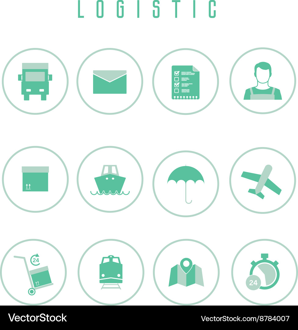 Set of logistic and shipping icons in flat style Vector Image