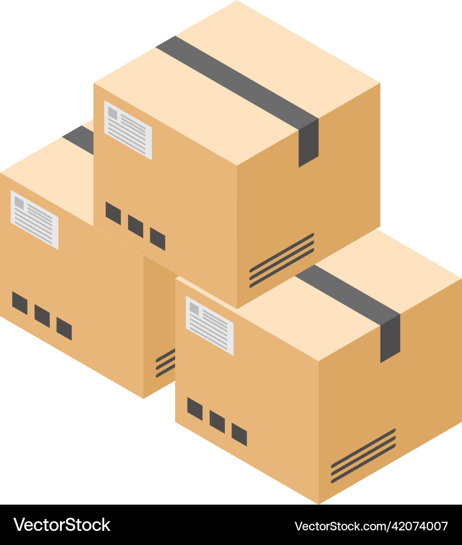 Stacked Cardboard Boxes - 3D Isometric Vector Image