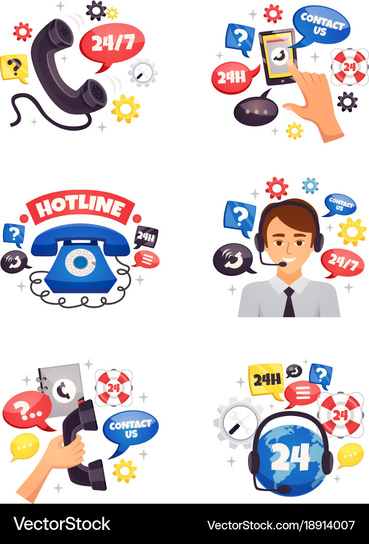 Support call center flat compositions Vector Image